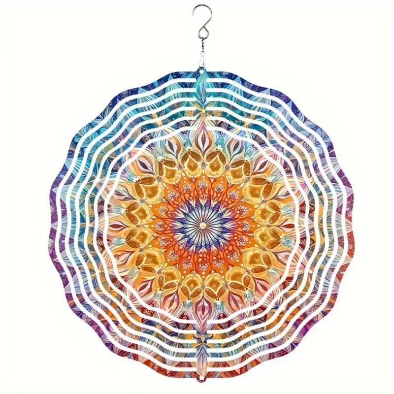 금속 윈드 스피너 10인치 야외 장 풍경종, 정원 마당 발코니용 360도 회전 고리, 사계절 선물