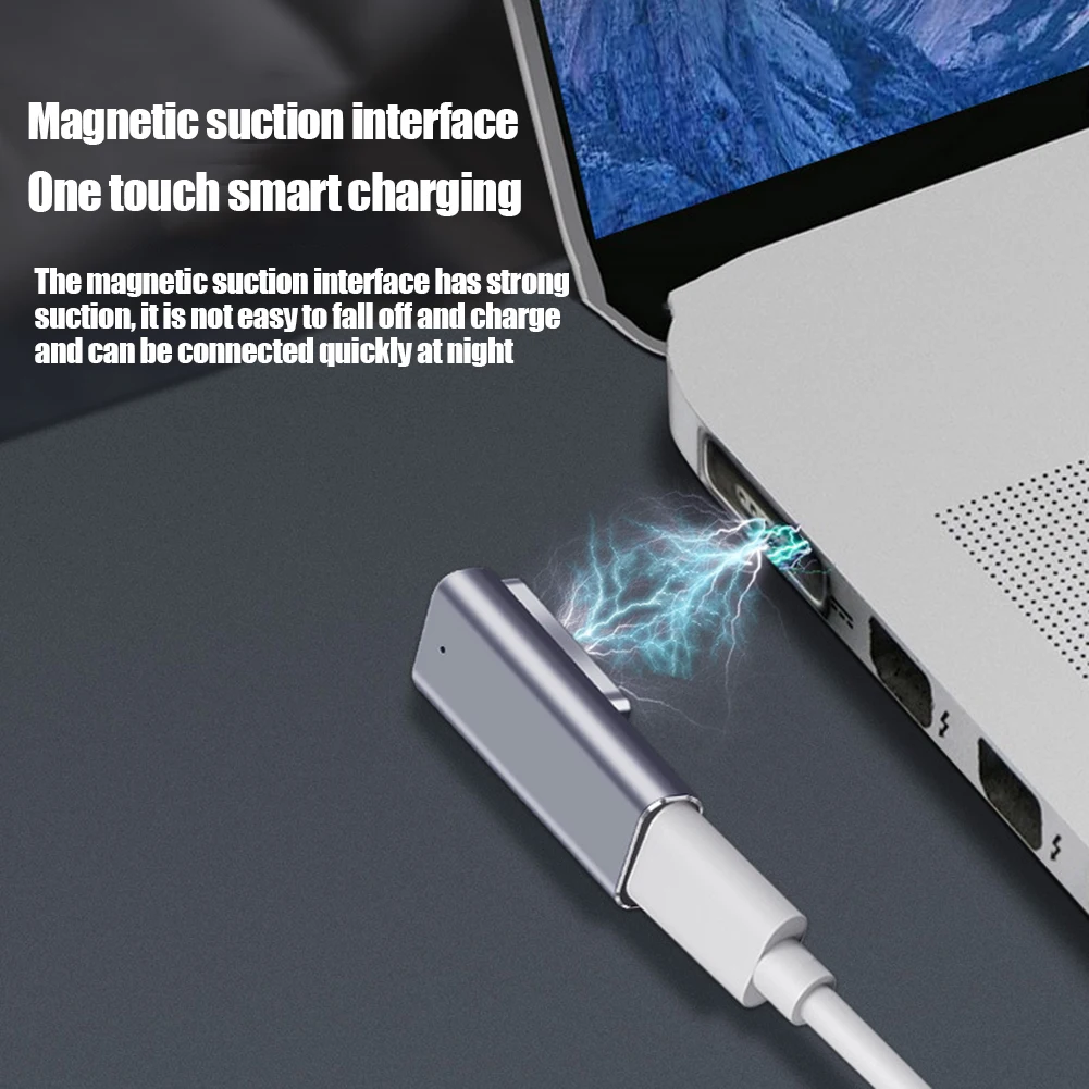 USB PD Adapter USB C Adapter Type C to Magsaf* 2 Connector PD Quick Charge Adapter for MacBook Air/Pro W/Indicator Light