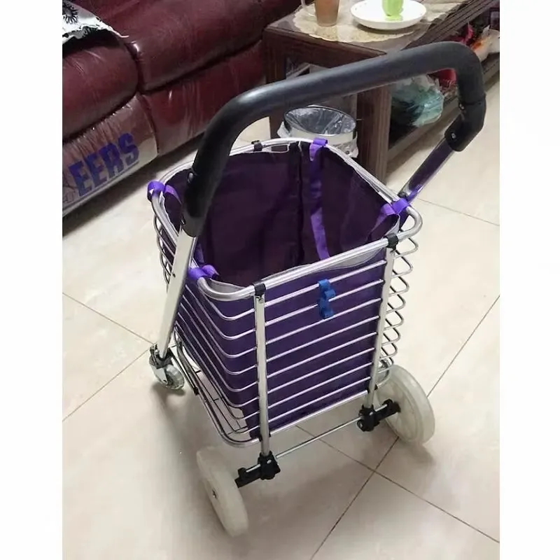 Aluminum Alloy Elderly Shopping Cart, Portable Small Pull Trailer Climbing Stairs, Household Folding Hand Trolley