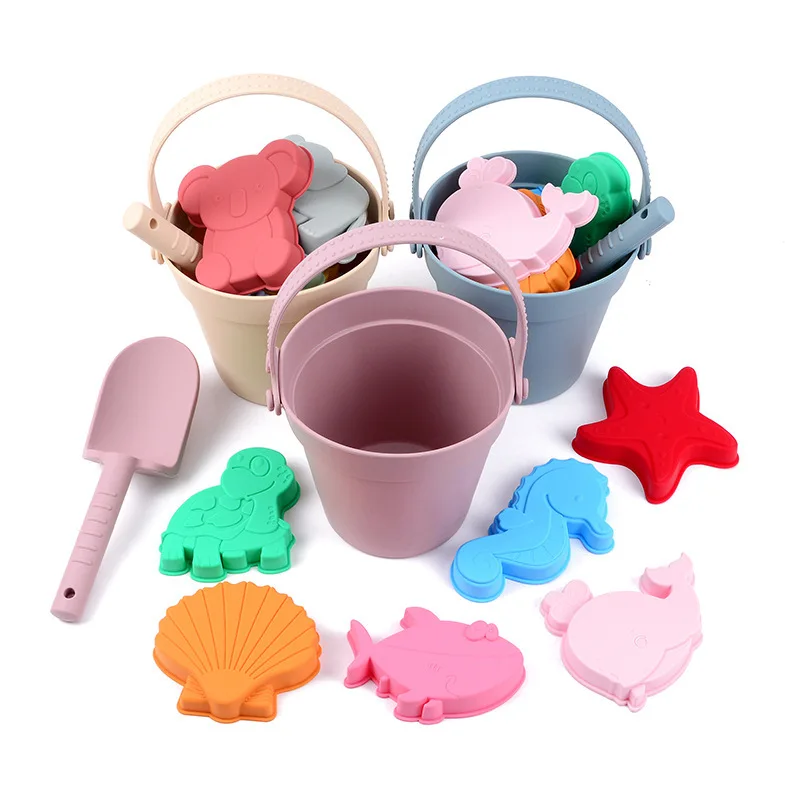 

Silicone Beach Toys Baby Play Sand Bucket Children's Beach Shovel Tool Set Wholesale