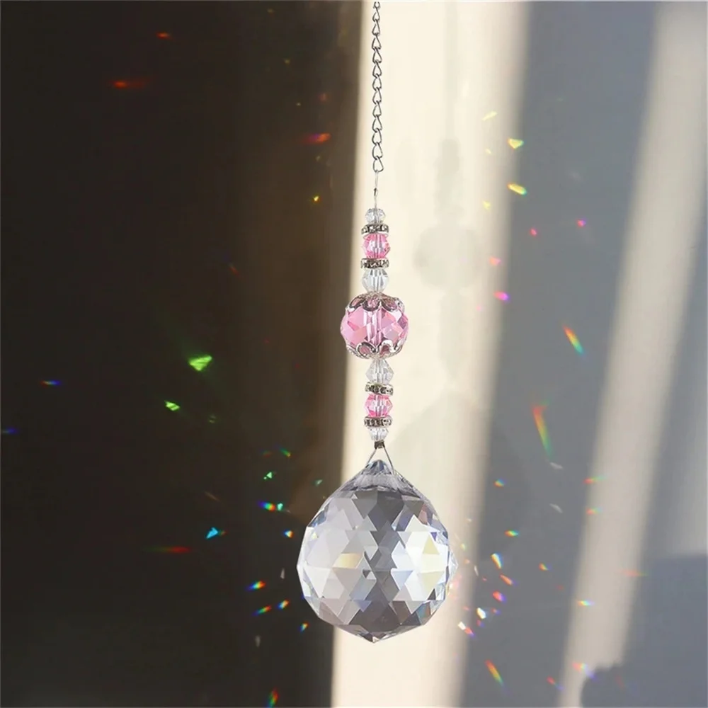 30mm Clear Crystal Suncatcher Prisms Ball Hanging Pendant Reflective Bead Curtain Chakras Decoration Rainbow Maker