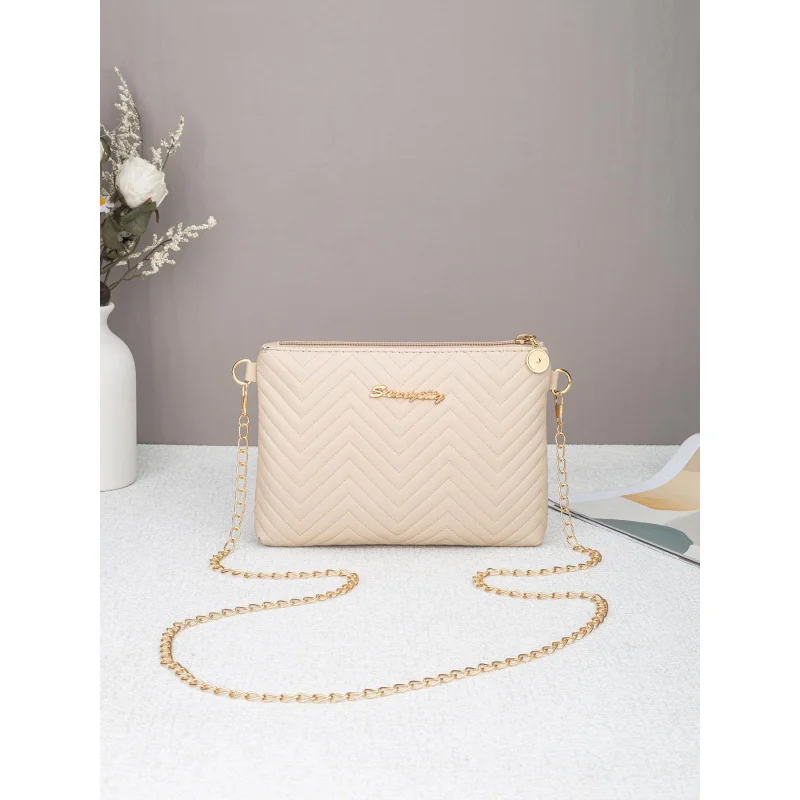 New Minimalist Women'S Handbag Chain Striped Crossbody Bag Dual-Use Women'S Bag