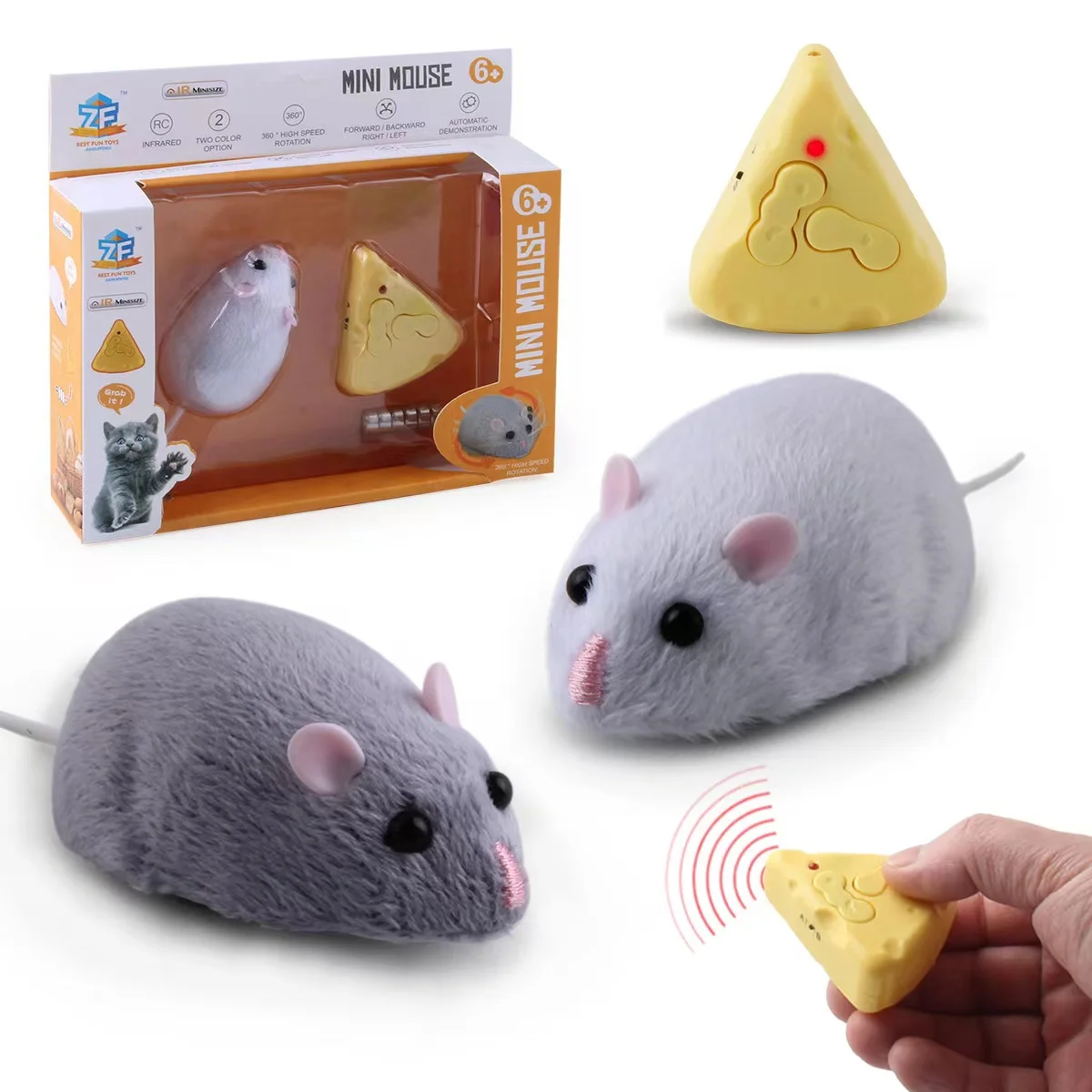 

Remote Control Mouse Toys For Cats Interactive Electronic Cat Teasing Toy Plush Emulation Rat Mice 360° Rotating Toy For Dog Pet