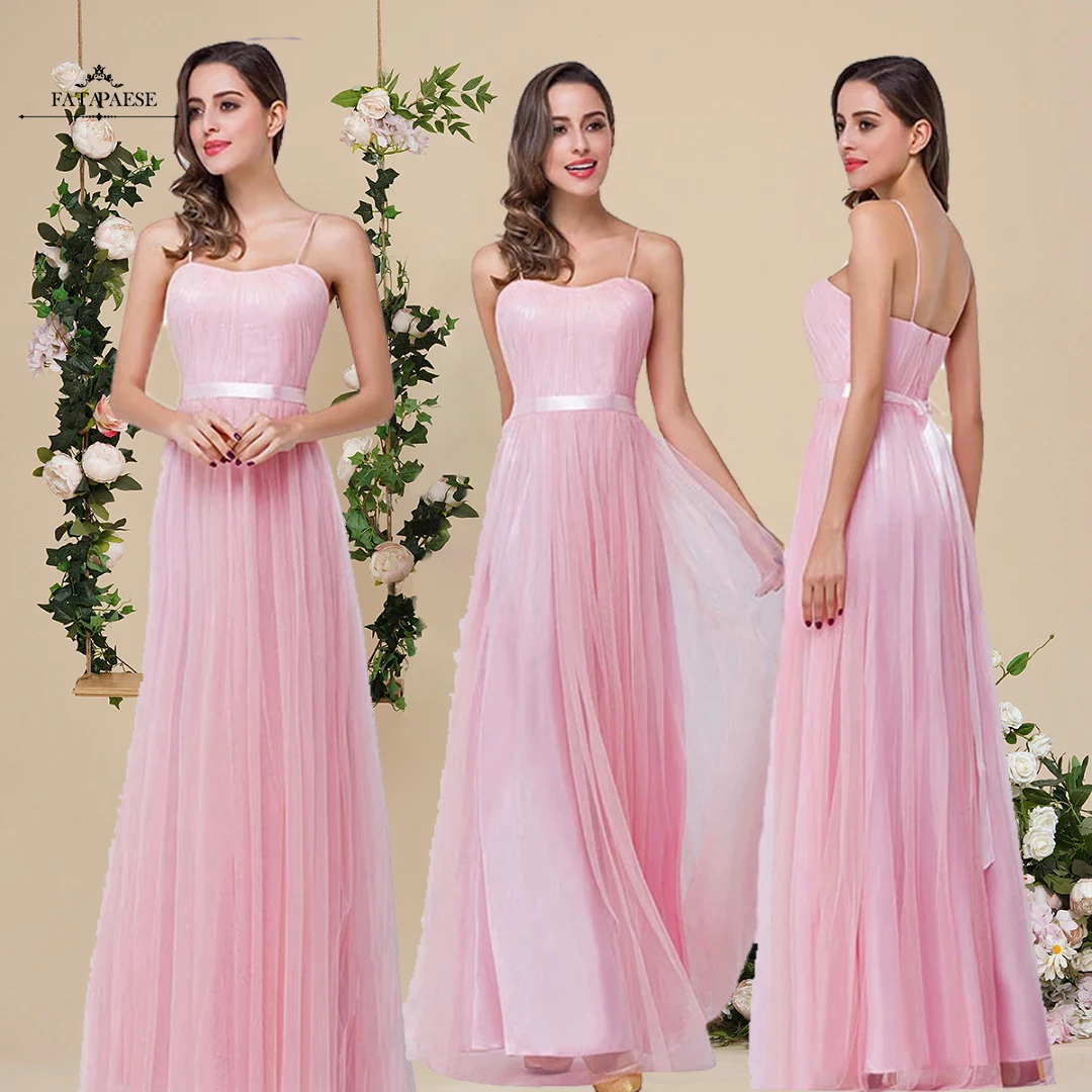 

Sexy Pink Bridesmaid Dresses Vestidos De Madrinha Elegant Bow Tie Chiffon Wedding Party Guest Dress Robe Demoiselle D'honneur