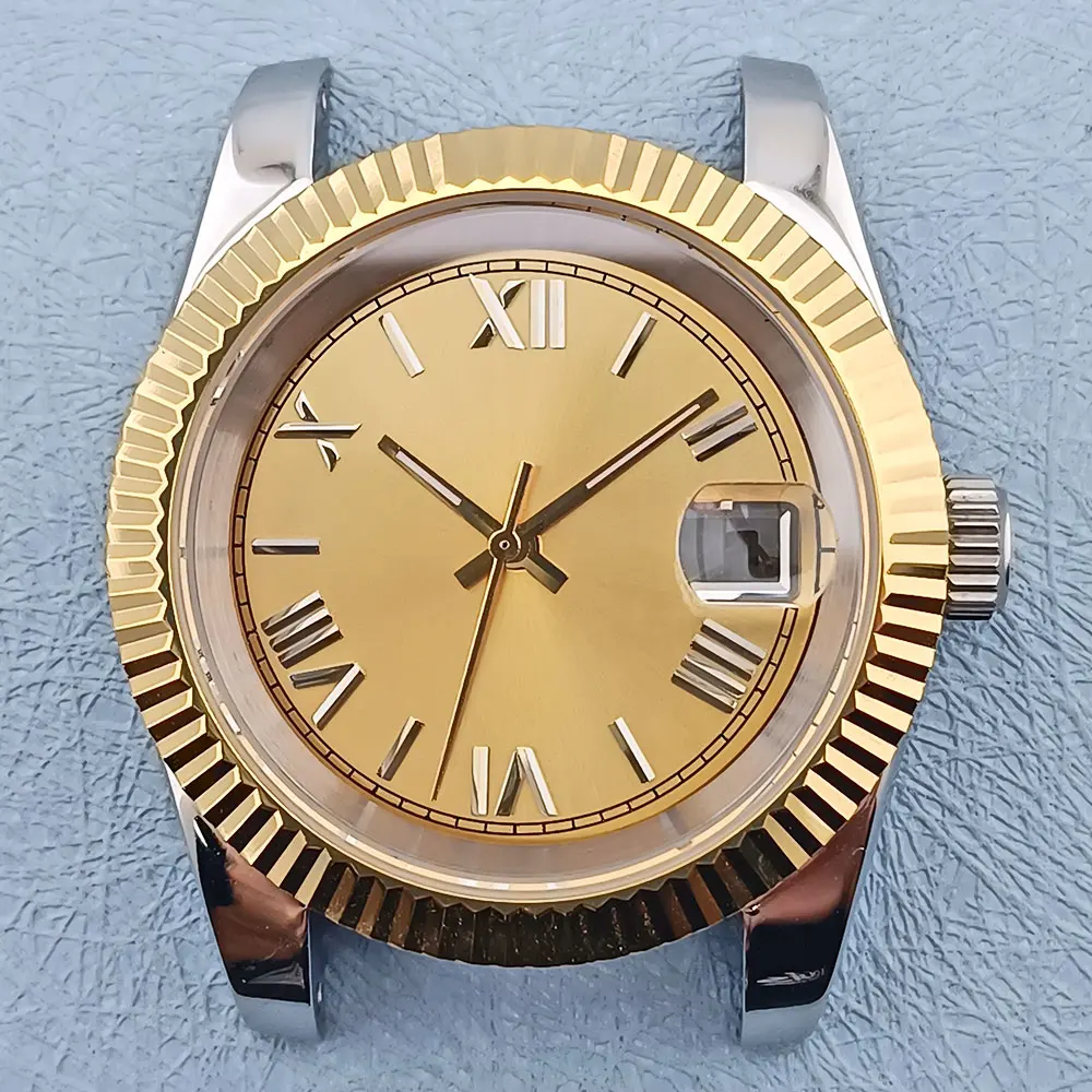 

39mm Watch Silver and Gold Case 316L Stainless Steel Sapphire Glass FIT nh34 nh35 nh36 Movement Watch Accessories