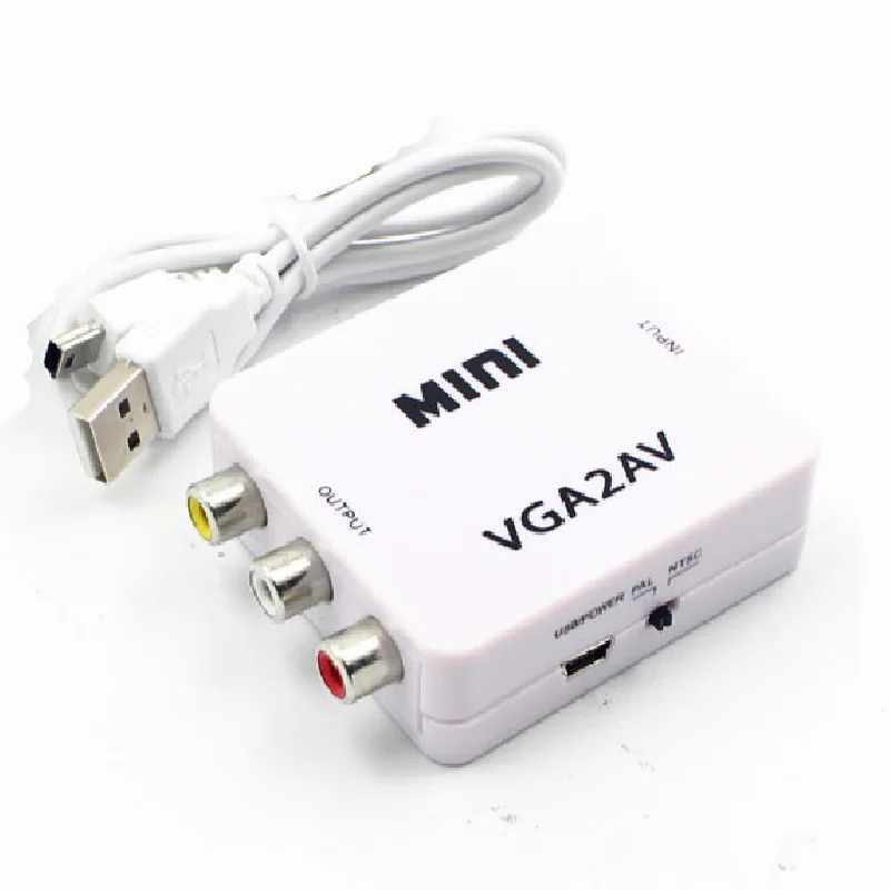 

High Quality VGA TO AV Converter Adapter 1080P Mini VGA para Conversor RCA AV com 3.5mm Audio VGA2AV/CVBS+Audio Conversor HDTV