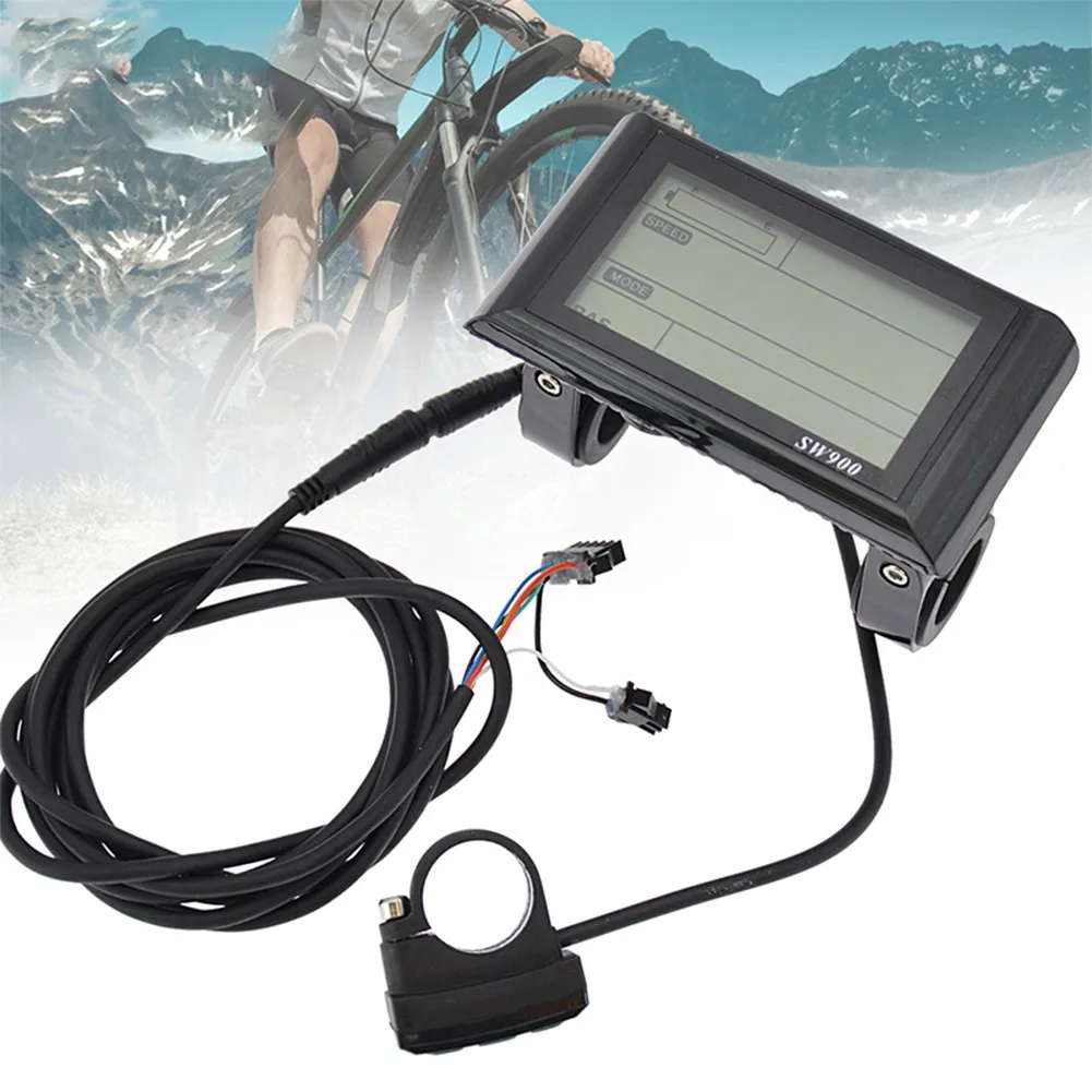 Medidor de velocidad de bicicleta eléctrica, velocímetro con cable, contador de velocidad, tabla de código, pieza de bicicleta eléctrica, Control de pantalla LCD SW900, 24-72V, envío directo