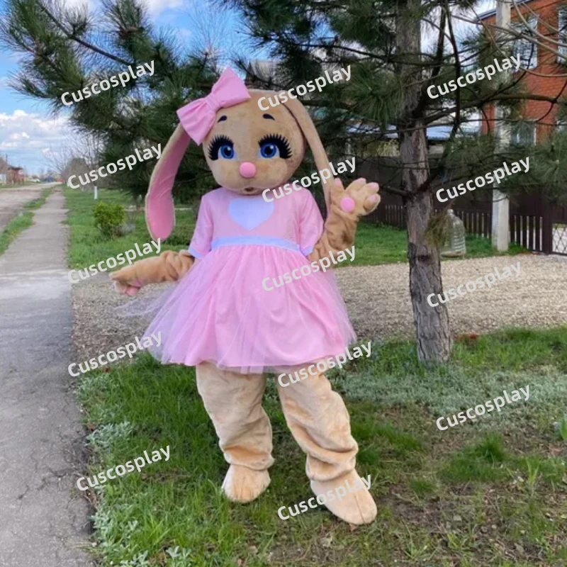 Pink-Dress-Wedding-Rabbit-Mascot-Costume-Anime-Cosplay-Brown-Costume ...