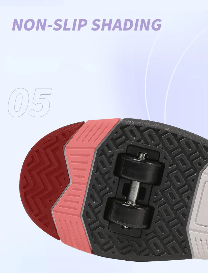 Children Roller Skates - Kids 4 Wheel Shoes With TPR Outsole & Hook And Loop Closure