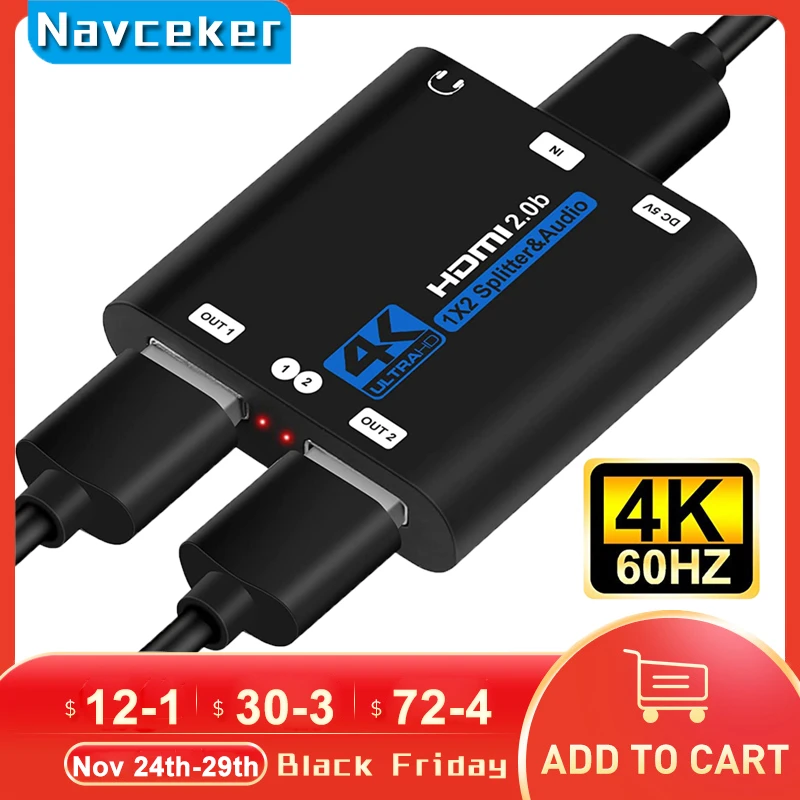 2023 Best 4K Hdmi Splitter 1X2 Hdmi 2.0 Splitter 1 In 2 Out Hdmi Amplificatore Switch Hdr Hdmi2.0 Splitter Per Ps4 Apple Tv Xbox Ps5