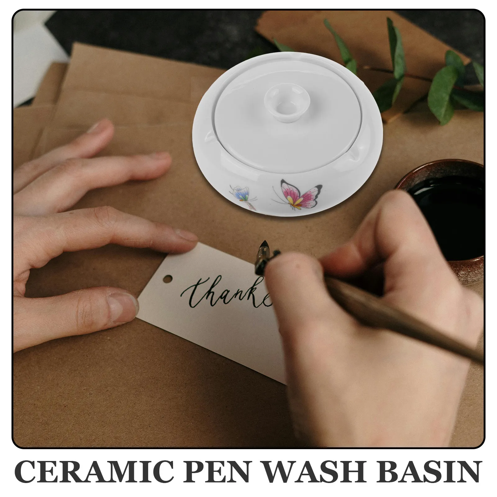세라믹 잉크 접시 브러시 세척용 소형 경량 서예 잉크 접시 물통 데스크탑 스터디룸 장
