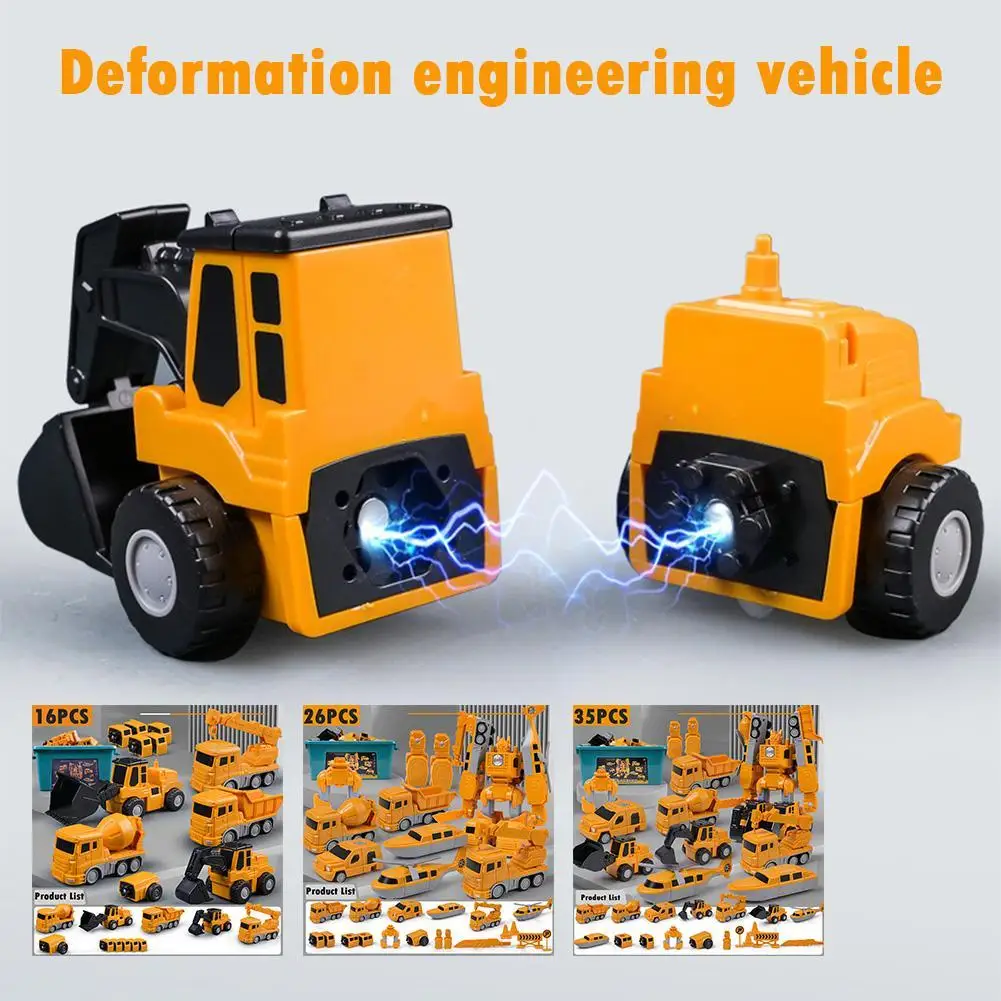 16/26/35pcs/set Magnetic Transformer Engineering Vehicle Assembly Playset Multi-functional Combination Transform Robot Toys 2