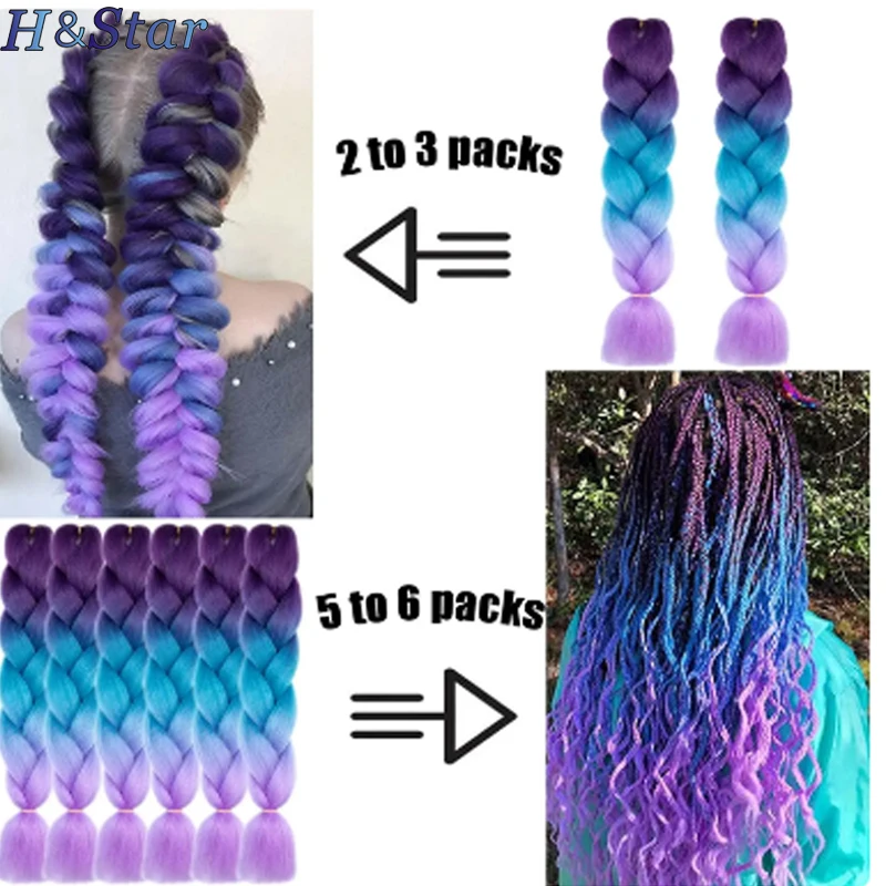 H&STAR 24 Inch Synthetic Jumbo Braids  Braiding Hair Accessories Braids Extensions 100G/Pack Women  for DIY Hair Alororo