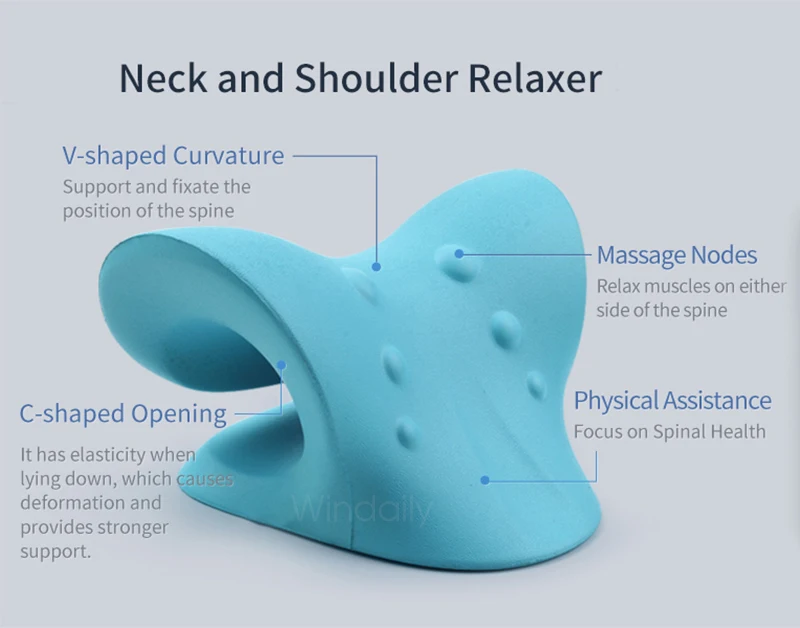 Neck Shoulder Relaxer Cervical Traction Device Posture Corrector Chiropractic Pillow Stretcher Neck Massager_voghion.com