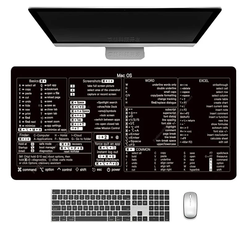 Cheat Sheet Mouse Pad For MAC OS Word Excel Shortcuts Keyboard Mousepad Candlestick Patterns Desk Mat Office User mouse pad