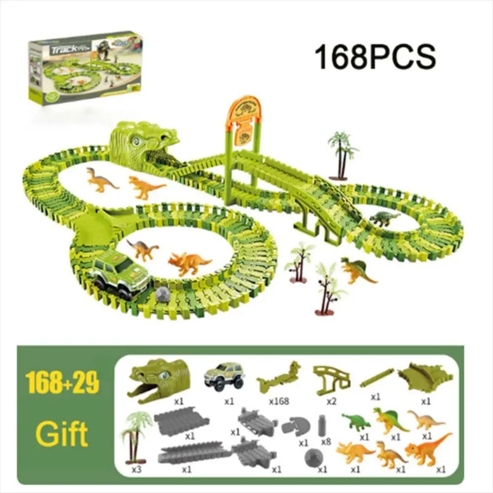 

Гибкий гоночный трек динозавр, Электрический рельсовый автомобиль, машина для скалолазания, мир динозавров, сборка «сделай сам», волшебный трек, игрушка для детей