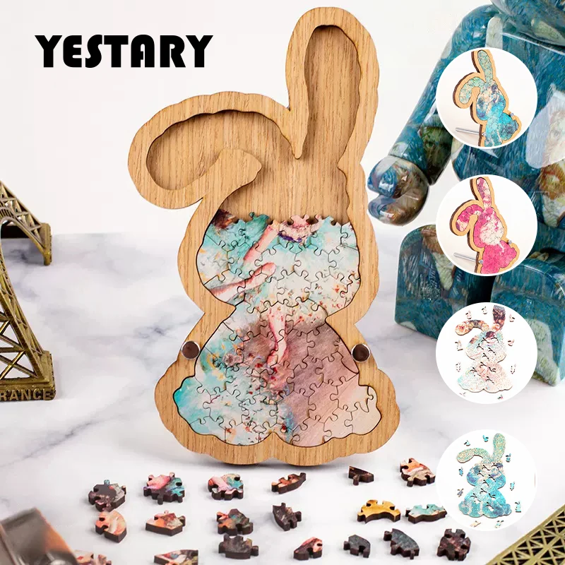 

YESTARY 3D Wooden Rabbit Puzzle Brain Teaser Impossible Puzzle Table Games Jigsaw Puzzle Toy Tangram Board Game For Adults Gifts