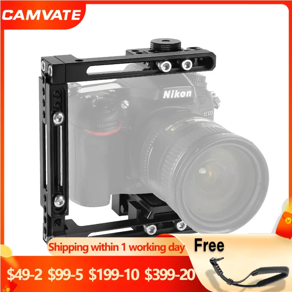 

CAMVATE Adjustable Camera Half Cage Kit With QR Manfrotto Plate For Canon Nikon Sony Panasonic Photography Studio Accessories