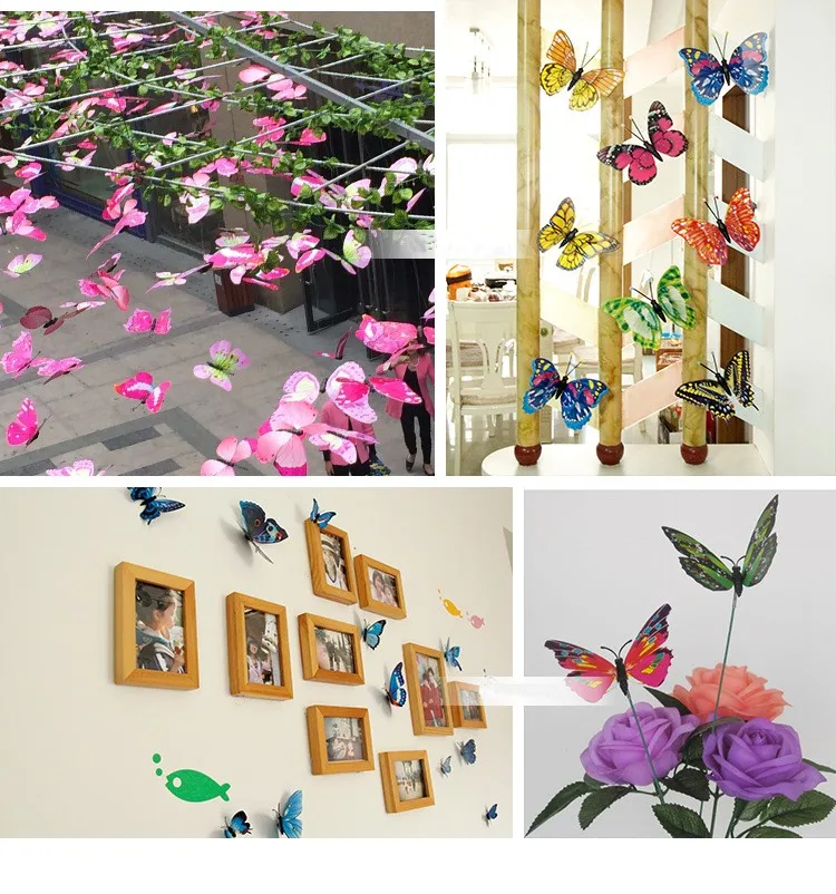 3D PVC Wall Stickers Butterfly Children's Room Home Background Wall Decoration 12Pcs wall sticker,wall stickers