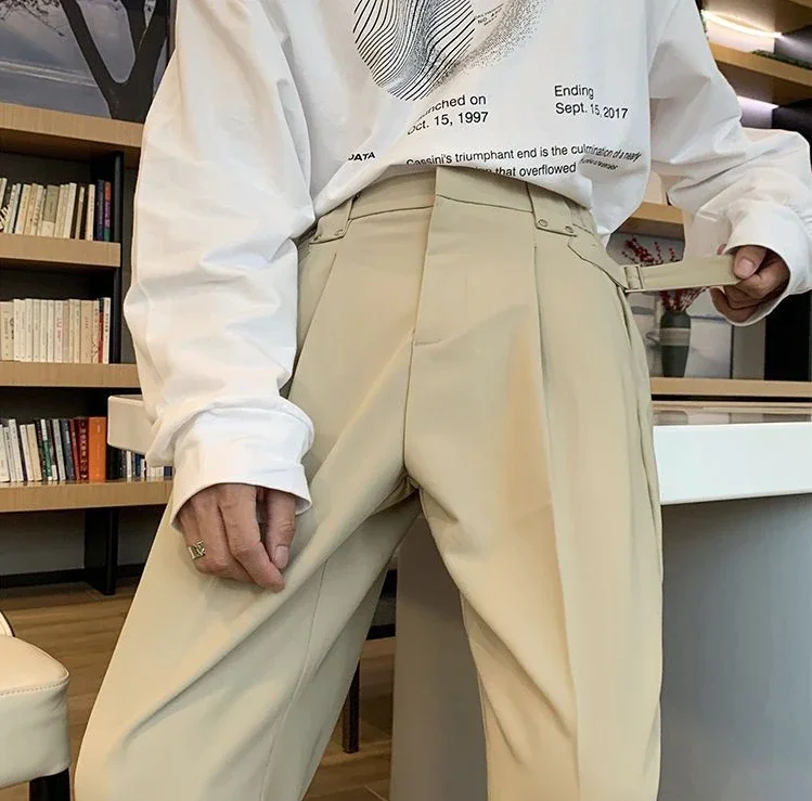 Description Picture 3 of itemFluid Khaki Trousers for Men Draped Wide Leg Man Suits Pants Formal High Quality Work Wear Tailoring Slacks Thin Casual Fashion