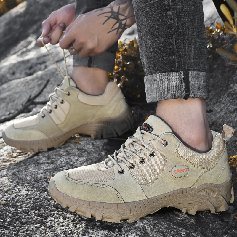 Patchwork Outdoor Sneakers Breathable Men's Casual Shoes Desert Combat Footwear Large Size Non-Slip Hiking Shoes