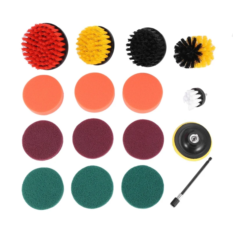 Drill Brush Set, Extend Long Attachment, Scrub Pads, Sponge, Power