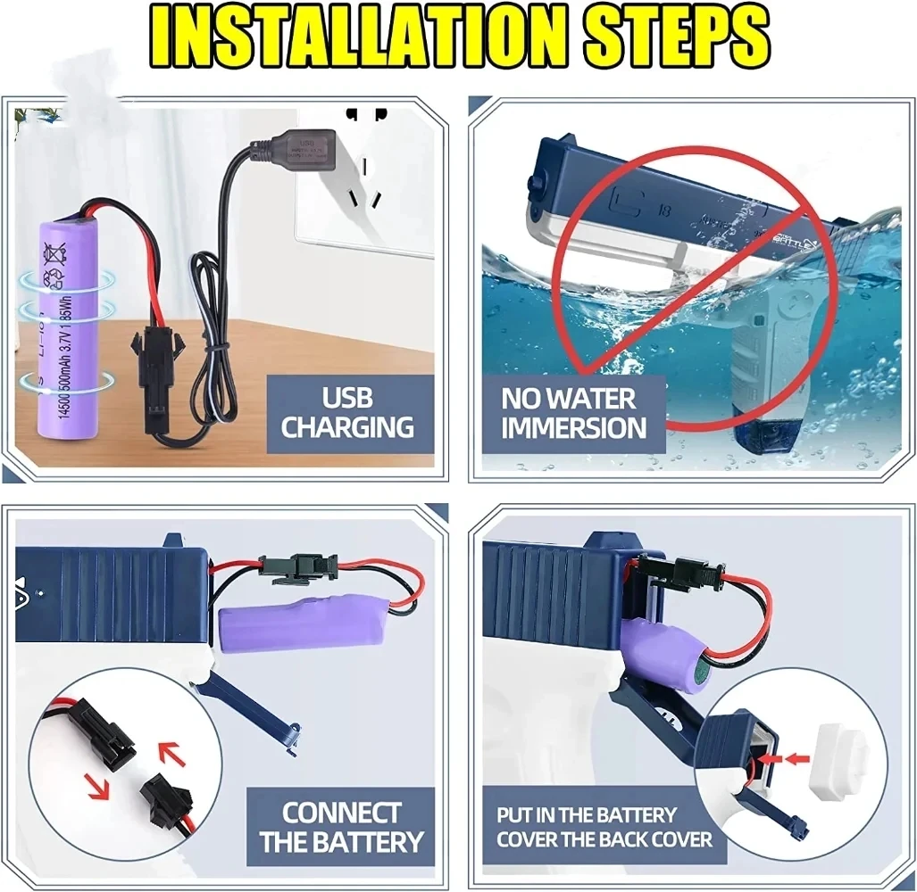 New Summer Electric Water Gun Toys Bursts High-pressure Strong Charging Energy Water Automatic Spray Children Squirt Toy