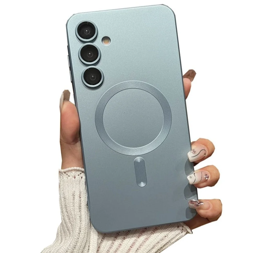 Matte Metallic Magnetic Phone Case with Drop Protection and Camera Lens Protector