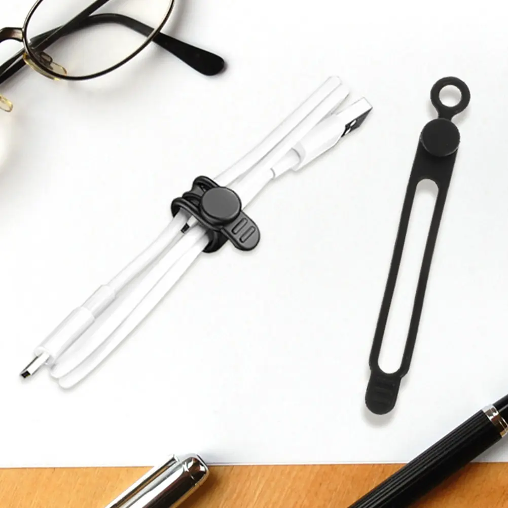 10Pcs 유연한 실리콘 케이블 타이 재사용 가능한 코드 랩 데스크탑 케이블 관리용 코드 홀더 세트 와이어 정리기 USB 데이터