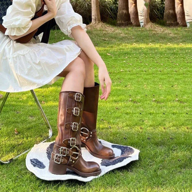 British Belt Buckle High Top Martin Boots Women main image 1