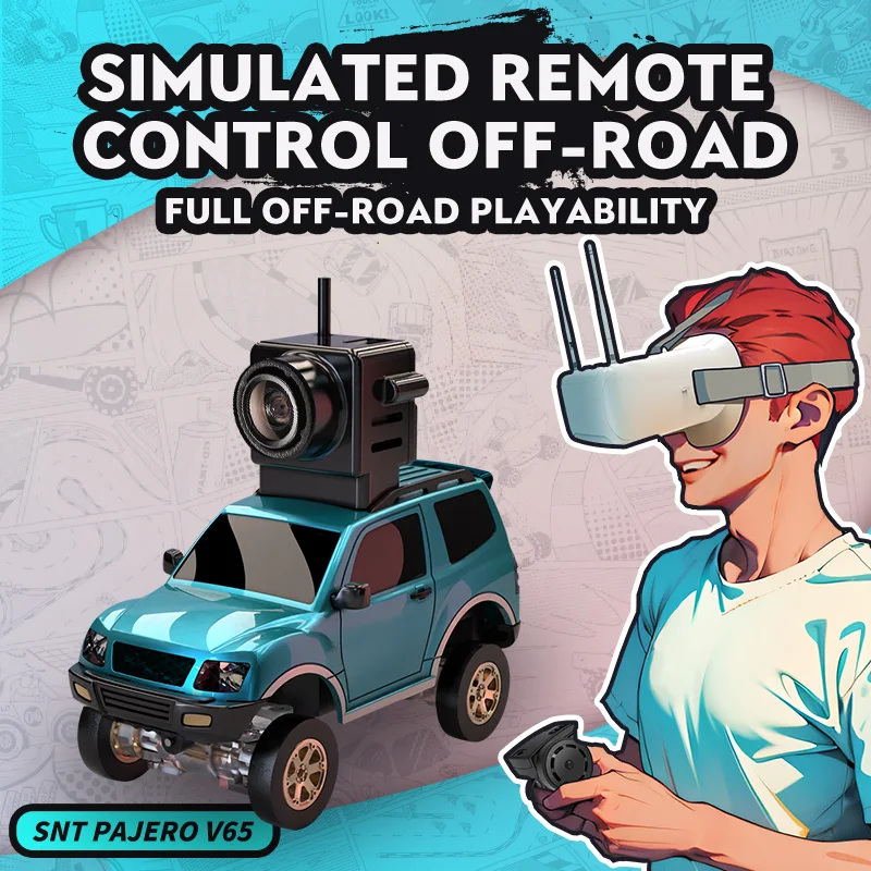 Sniclo 1:64 V65 Off-Road Fpv Car Micro Fpv Car Con Occhiali Micro Rc 4Wd Car Remote Mangetic Rimovibile Fpvbox Simulazione Drift