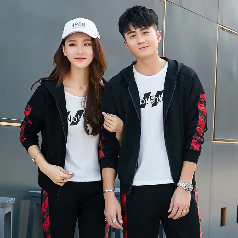 Hooded Sweater Adult Sports Suit Pure Cotton Red Spring and Autumn New KoreanStyle Couple Wear Loose Casual Trenddy Coat Fashion