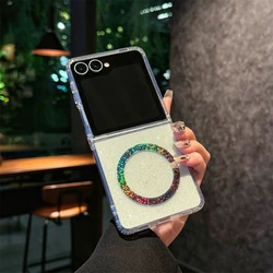 Glitter Stars Magnetic Shockproof Transparent Case with MagSafe Wireless Charging Compatibility - Galaxy Z Flip5 (Glitter Colorful)