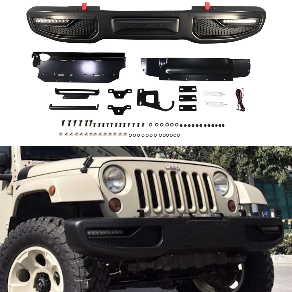 

Black Steel Front Bumper For Jeep Wrangler JK 2007-2017 J317