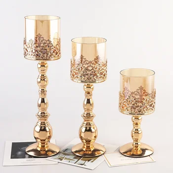 Retro Candlestick Glass Candle Holder Decoration Wedding Creative Candlestick  Room Decor Candle Holders