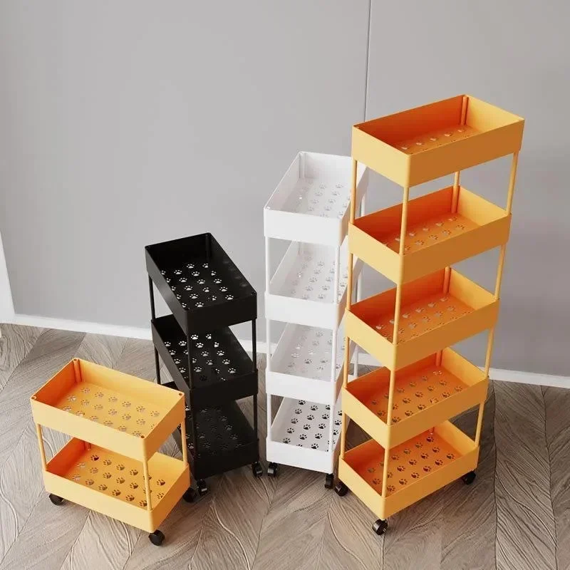 

Storage Cart Multifunctional High Capacity Save Space 3/4-Tier Storage Movable Floor-Standing Rolling Vertical Home Storage