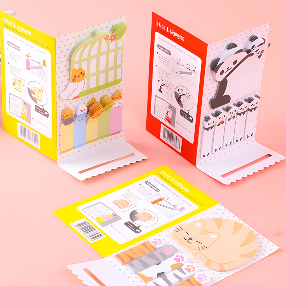 4Packs Korean Cute Kawaii Sticky Notes Journaling Memo Pad Post Notepad To Do List Shopping Daily Planner Index Check Stationery 4