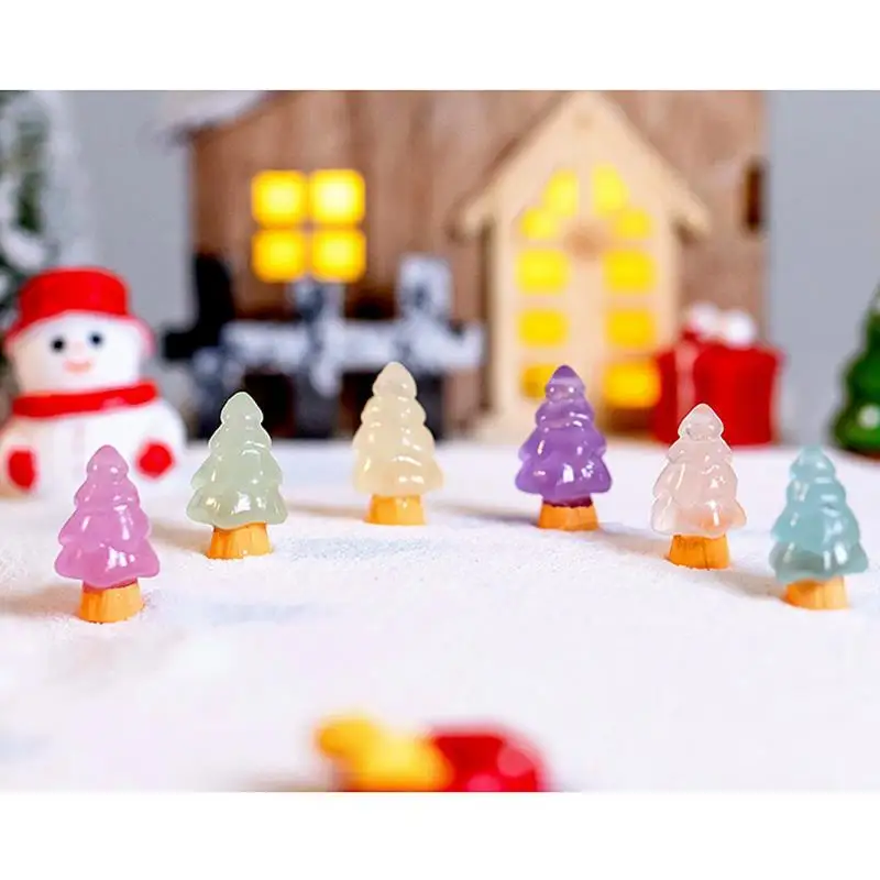 Description Picture 3 of item10Pcs Luminous Tree Christmas Ornament Plants Micro Landscape Figure Glowing Miniature Statue Potted Mini Garden Accessories