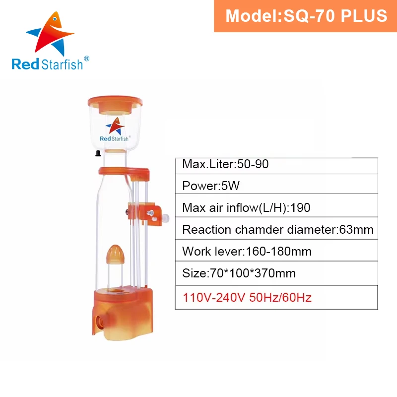 水族館用の小さなプロテインスキマー,赤いヒトデ,ミニ海水タンク