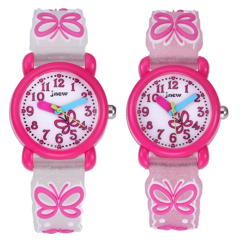 

Children's 3D Silicone Cartoon Watch Cute Waterproof Quartz Watch Girl's Watch Bow Heart Dial Clock Gift