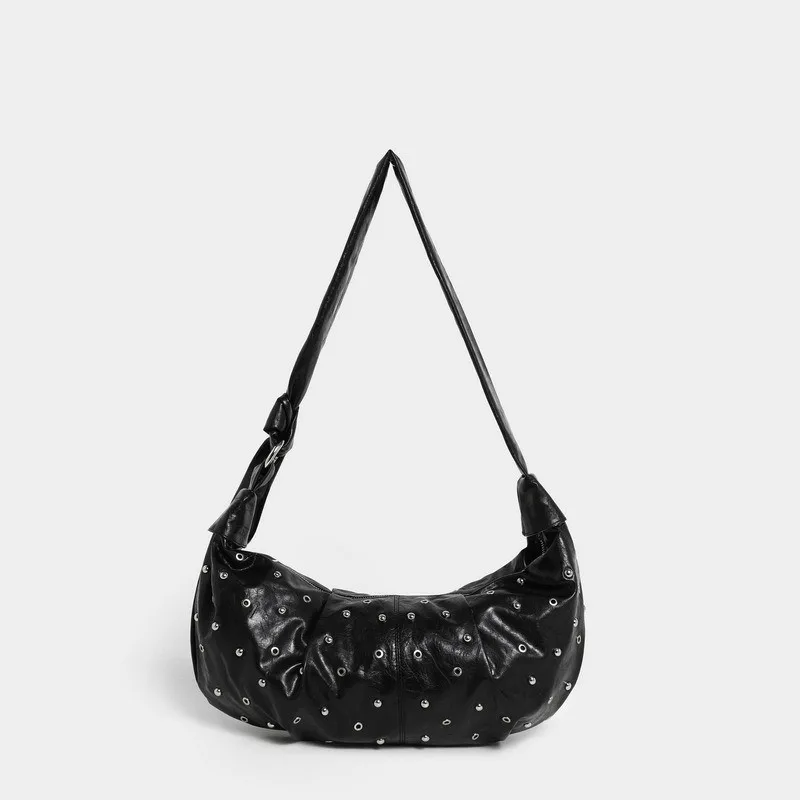 Rivets ladies Handbag Underarm Bag Street Trend Punk Wide strap Women's Shoulder Bag Large pu leather ladies Hand bag bolsos