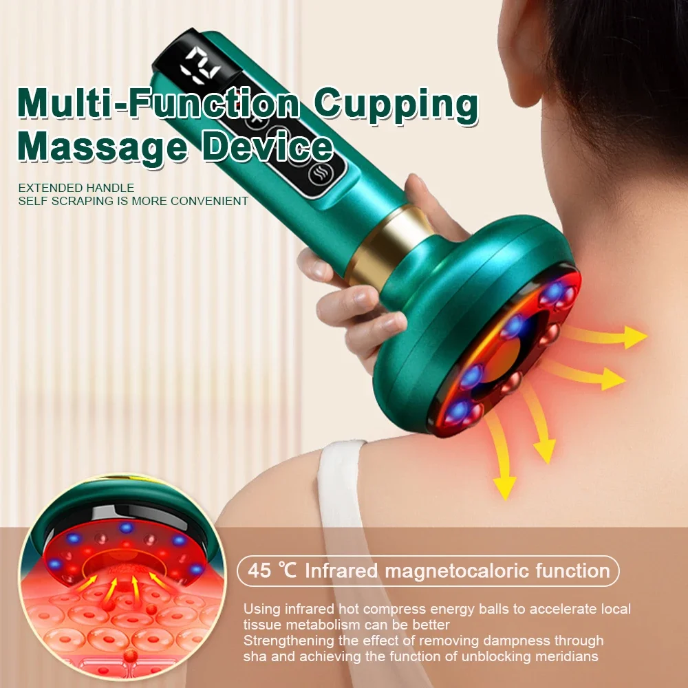 Anti Cellulite Infrared Cupping Massage Vacuum Cans Fat Burner Guasha Heating Scraping Massage Body Back Shoulder Slimming
