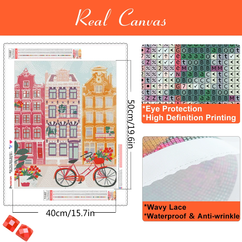 HUACAN 5D Diamond Mosaic Landscapes City Diamond Painting Street Cross Stitch Mosaic Building Decor For Home