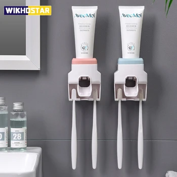 WIKHOSTAR Creative Automatic Toothpaste Dispenser & Toothbrush Holder 1