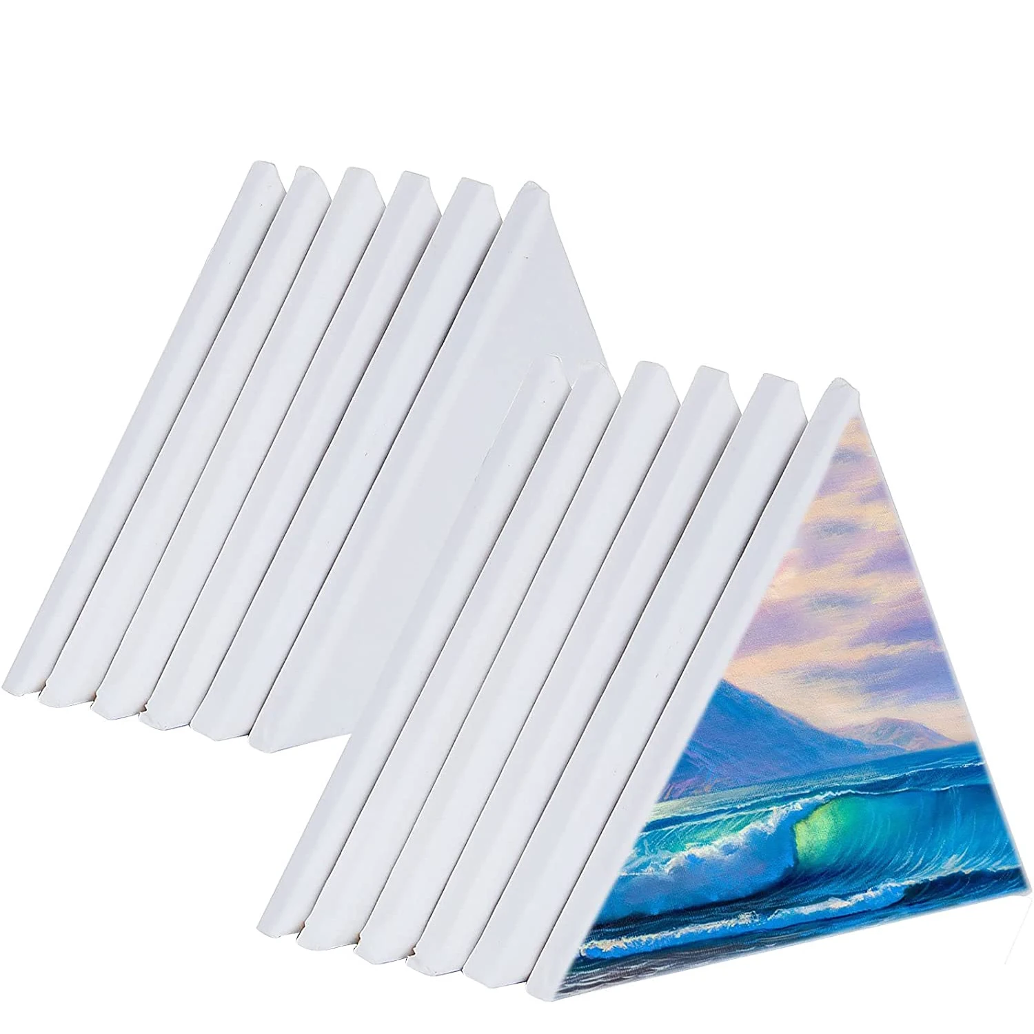 Paint Canvases for Painting, Pack of 4, 8 Inches, Triangle Blank Canvas Bulk, Pine Wood Frame, 100% Cotton Stretched Canvas