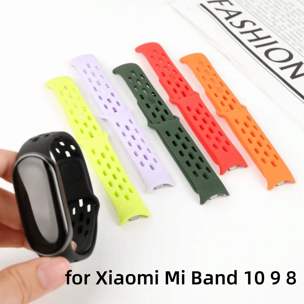 New Soft TPU Strap Replacement Accessories Smart Watch Band Breathable Sport Bracelet Wristband Belt for Xiaomi Mi Band 10 9 8