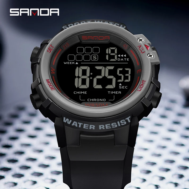 2023 New Men Outdoor Sports Watches SANDA 2140 Multifunctional Electronic Watch 5ATM Waterproof Military Watch Luminous Hombre