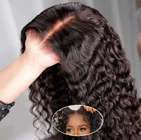 Perruque Lace Closure Wig sans colle Remy naturelle, Deep Wave, 6x4 5x5, densité 180, en vente, pour femmes africaines 1