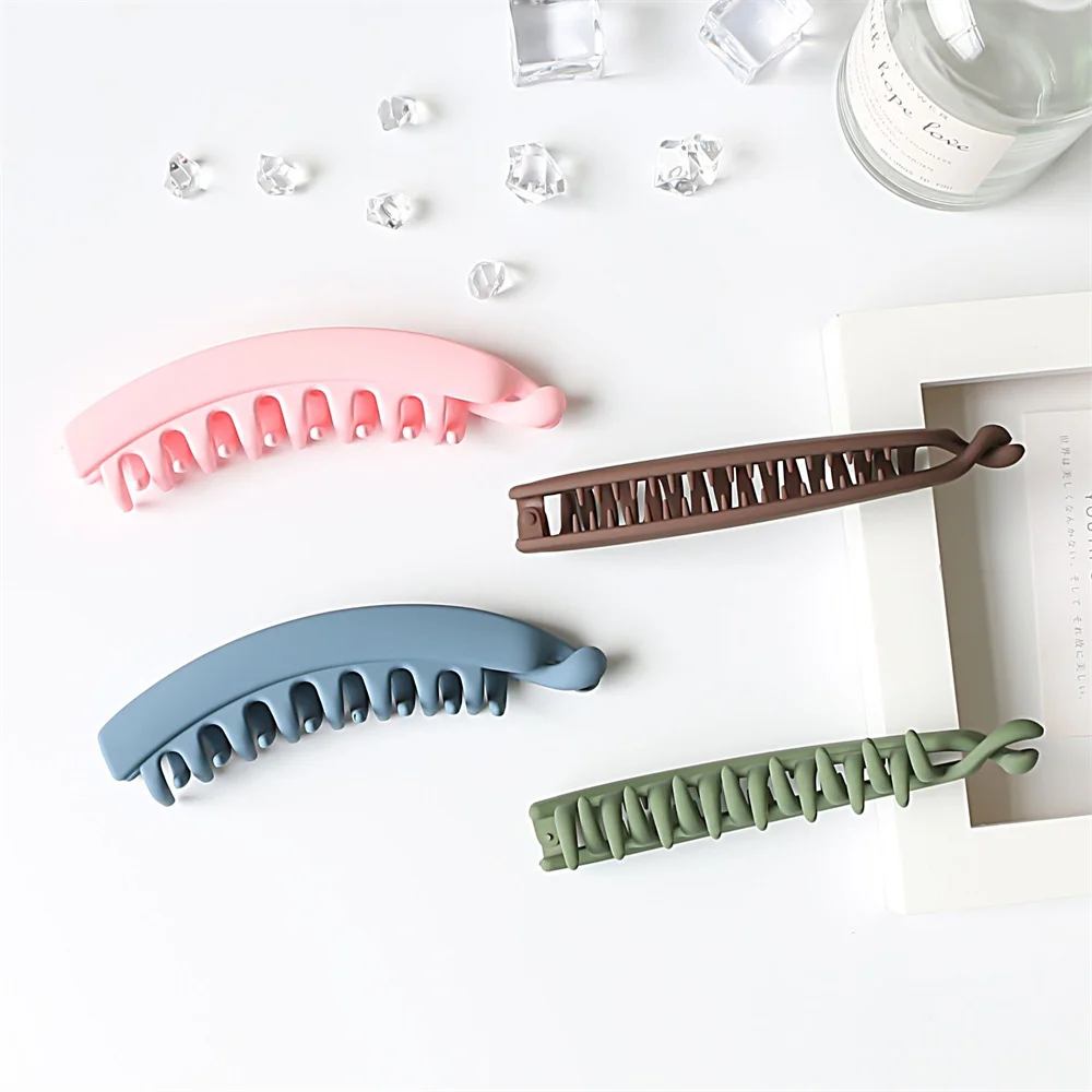 hair clips Frosted Solid Color Banana Clip Women's Hair Accessories Ponytail Barrettes Claws Hairpins