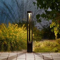 Outdoor LED Bollard Landscape Light Black Garden Pathway Lighting Fixtures Floor Lawn Lamp for Pillar Driveway Patio Yard Decora 2